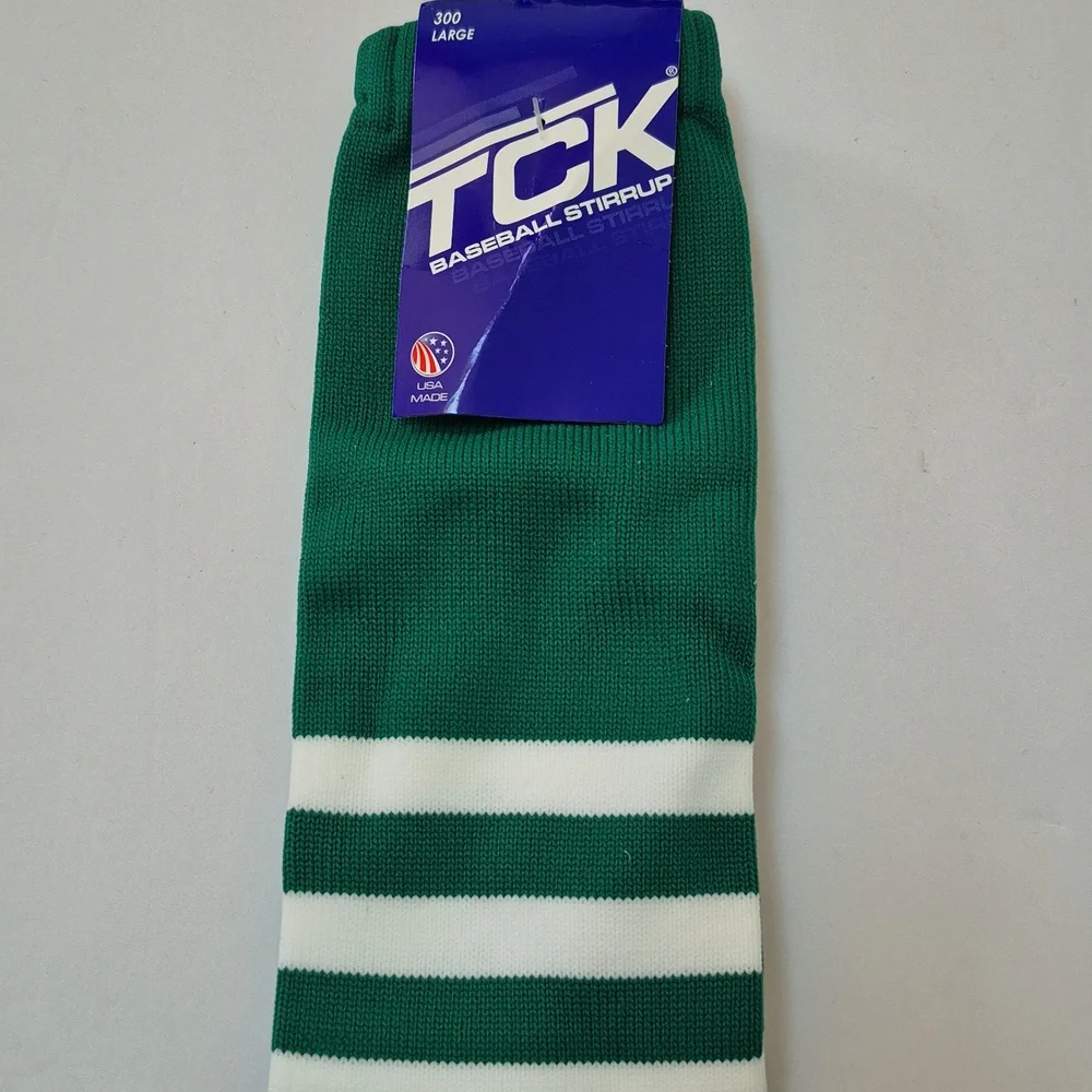 Vintage TCK Baseball Stirrup Socks Large Green